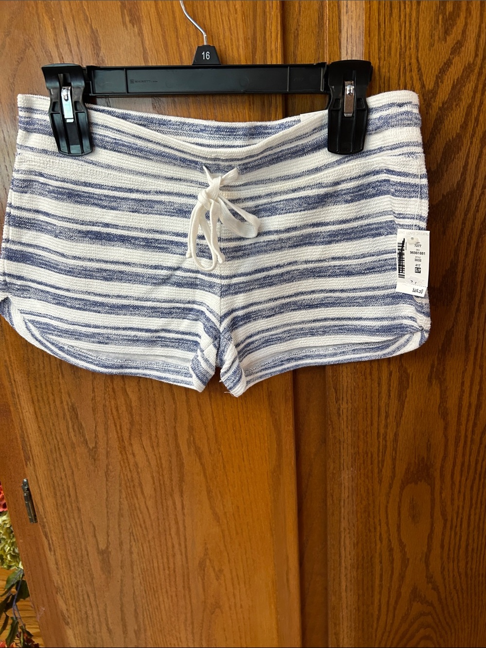 Aeropostale Blue & White Striped Knit Drawstring Shorts